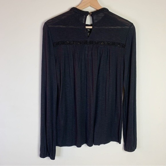 Lucky Brand Black Gold Embroidered Long Sleeve Blouse Size S Women - Picture 11 of 11